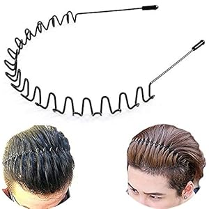 KHODAL VILLA Pack of 4 Unisex Men Women Black Metal Wavy, Spring and Zig zag Band Hair Hoop Hairband and Plastic Hair Band Double Layer Twist Plait Hairband For Daily Use. 5 51MVUL06AXL. SL500 . SS300