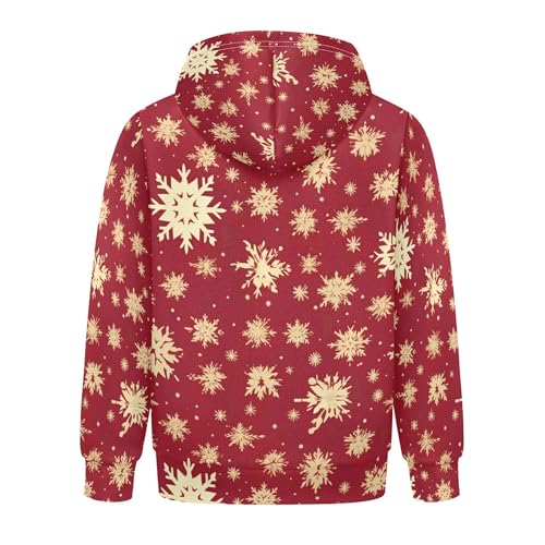 Kids Hoodies Sweaters Christmas Xmas Snowflake Hooded Sweatshirts with Big Pockets for Boys Girls B04000792