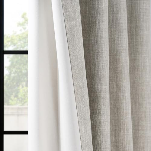 Image of HPD Half Price Drapes - Faux Linen Curtains for Living Room (2 Panels) - 100W X 108L - Extra Wide Textured Room Darkening Curtains for Bedroom 108 Inches Long - Drapes for Home Decor, Oatmeal