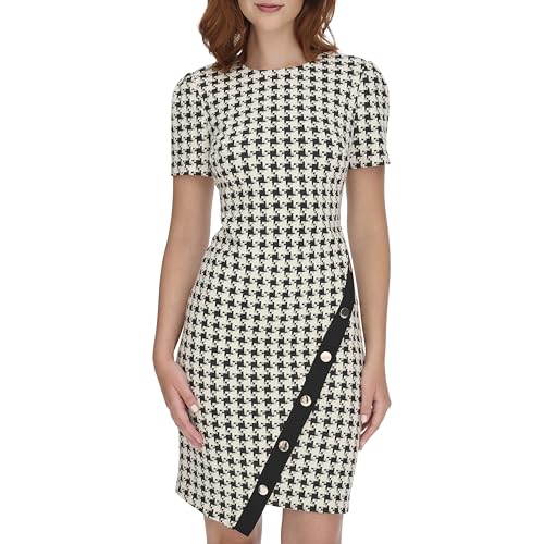 Tommy Hilfiger Women's Short Sleeve Asymmetric Hem Sheath Dress