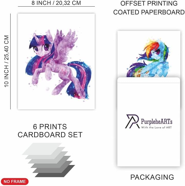 Miniatura 2 de PurpleheARTs | Arte de pared de My Little Pony, póster de My Little Pony, decoración de habitación de poni para niños, juego de 6, sin marco, 8 x 10