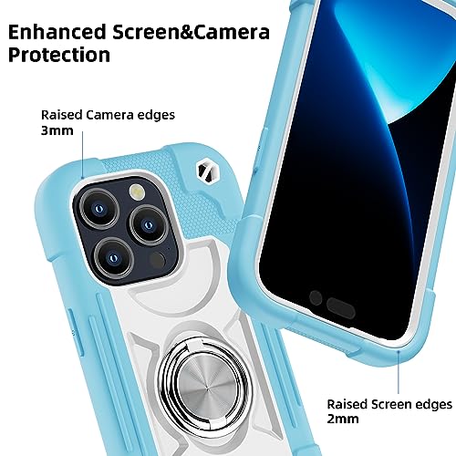 Image of MARKILL Compatible with iPhone with Built-in 360Rotating Ring Stand, Military Grade Drop Protection Full Body Rugged Heavy Duty Case Durable Cover (Ice Blue, iPhone 15 Pro Max 6.7 inch)