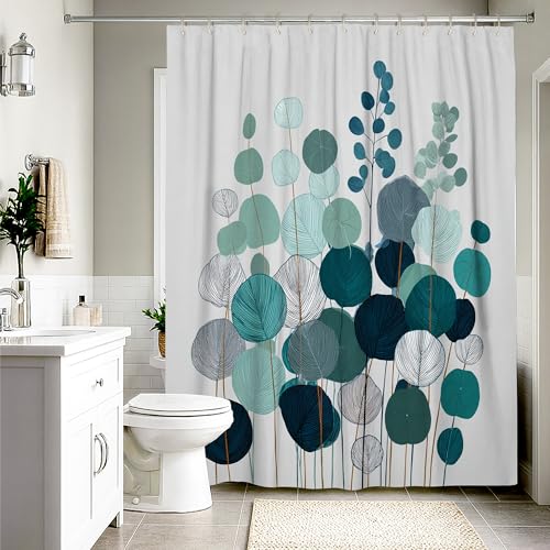 Rideau de douche polyester imperméable long eucalyptus pour baignoire - 3