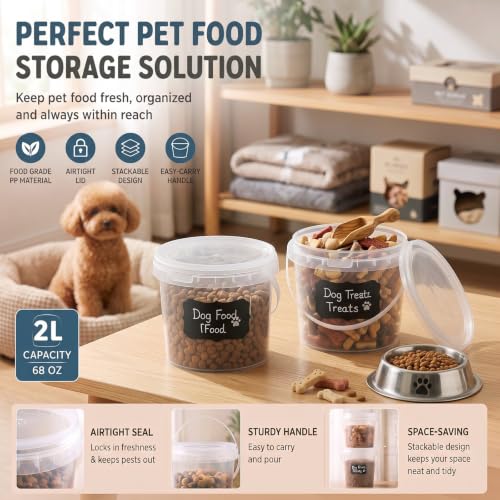 Image of Maxcheck 30 Pcs Plastic Bucket with Lids and Handles Bulk, 68oz, Clear