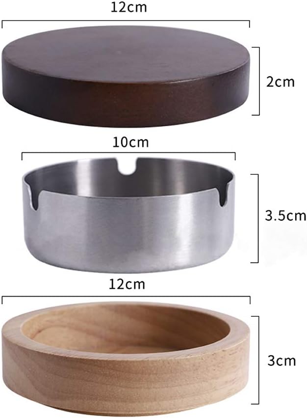 VViN Windproof CooL Ashtray with Lid for Indoor or Outdoor Use - Wooden & Stainless Steel Liner for Home Office, Garden Decoration - Image 5