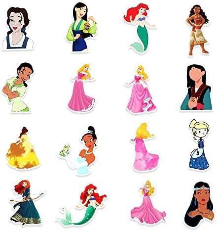 Princess Character Cartoon Vinyl Stickers 50Pcs for Water Bottles Laptop Computer Skateboard Cute Sticker Gift for Kids Teens Waterproof - Image 3