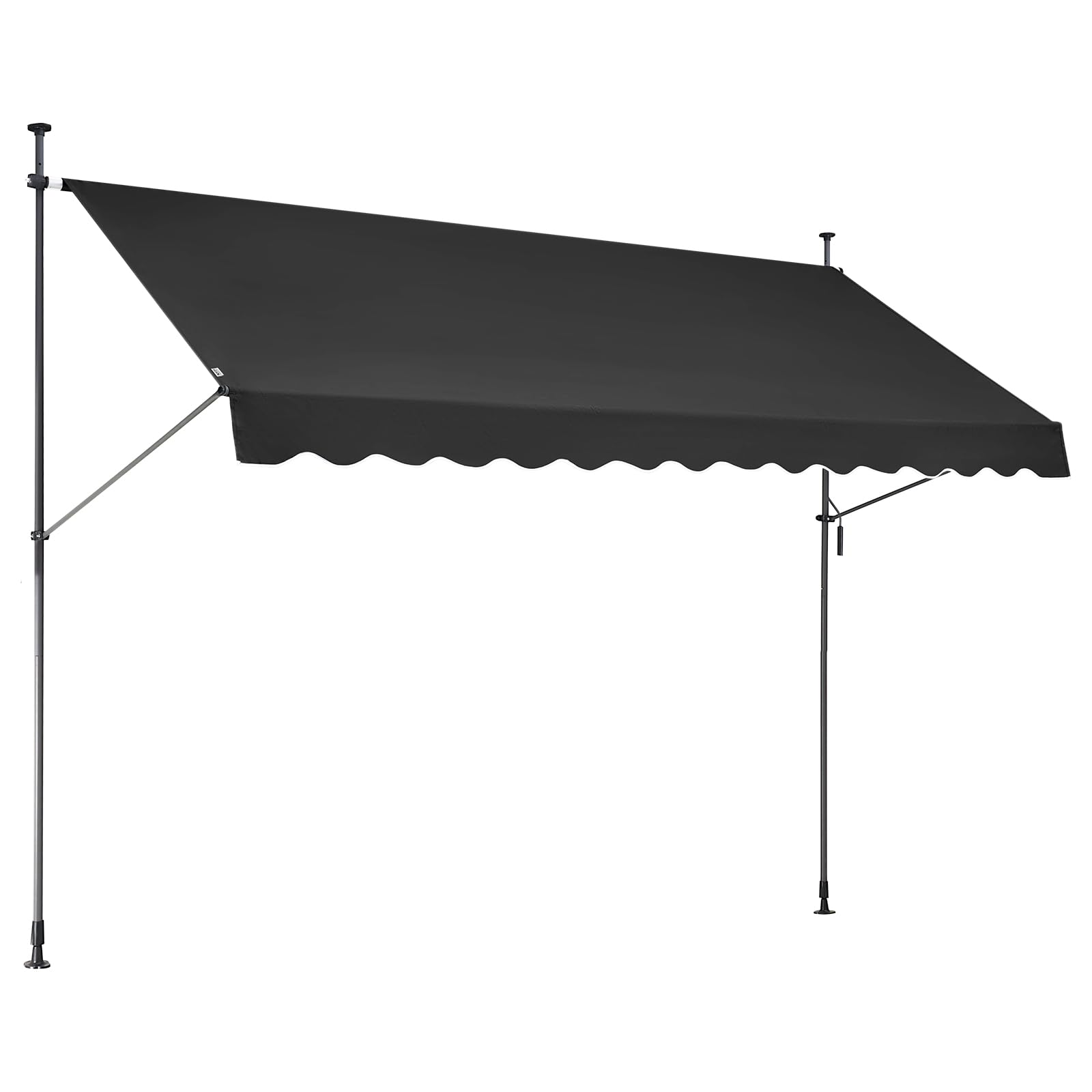 VEVOR Auvent de terrasse rétractable 350 x 120 cm, Store banne Manuel avec manivelle, Hauteur réglable 218-310 cm, abri Pare-Soleil extérieure de Balcon résistant aux UV, pour Patio/Balcon/Cour, Noir