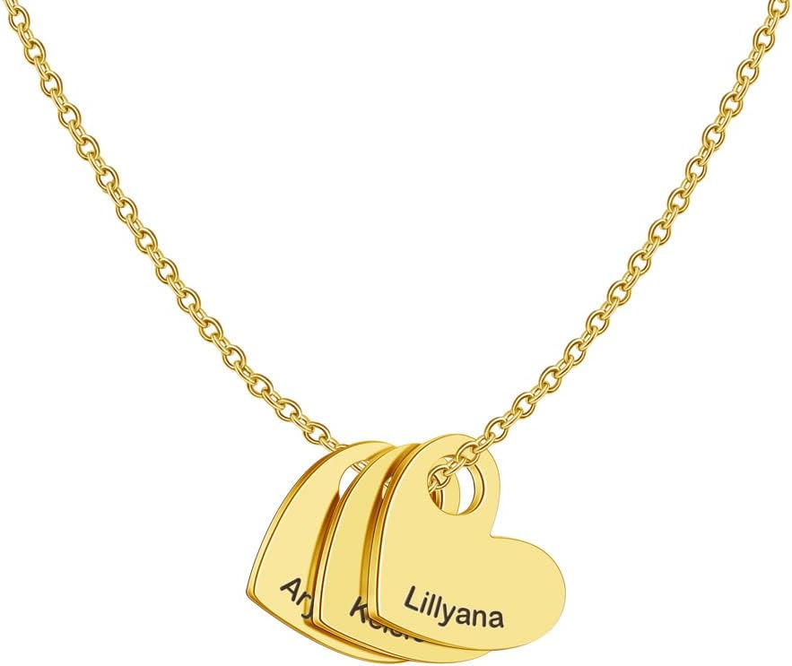 Personalized Family Heart Necklace for Women Custom Engraved Mother Pendant Necklace With Kids Names Promise Necklace for Best Friends Custom Name Necklace for Mother's Day Valentine's Day Christmas Gift