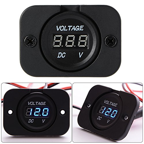XCSOURCE Universal Digital Display Voltmeter Waterproof Voltage Meter Blue LED for DC 12V-24V