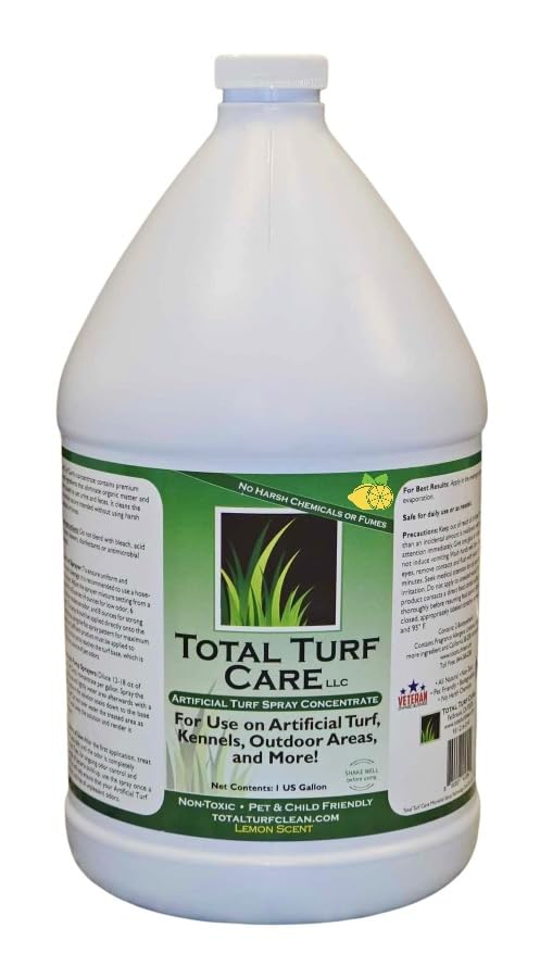 Total Turf Care Outdoor Odor Eliminator - 1 Gallon Concentrate - Professional Grade Pet Odor Remover for Artificial Grass, Rock, Concrete - Eco-Friendly, Safe for Pets - Lemon Scent