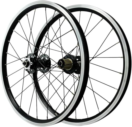 20インチ BMX 406/451 ホイールセット ダブルウォールアルミ合金リム QR ディスクブレーキハブ 24H フロント&リアホイール マウンテンバイク用 ゴールド 451(Black,406)