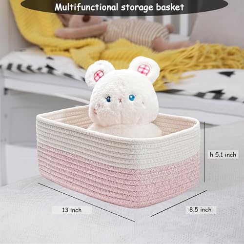 Image of COMFY-HOMI 13 inch x 8.5 inch x 5.1 inch Storage Baskets for Organizing | Cotton Rope Woven Basket | Toy Storage Bin Box | Basket for Shelves, Closet Organizer Bin, Decorative Closet Shelf, 3 Pack