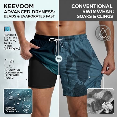 Image of Keevoom Mens Swim Trunks Compression Liner Swimming Shorts Swimwear Quick Dry Swimsuit Bathing Suits Board Shorts