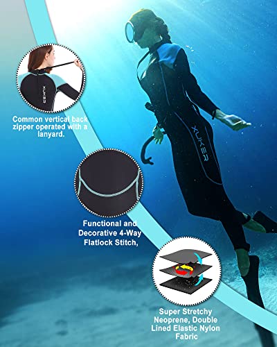 Xuker Wetsuit Women, 2Mm Neoprene Long Sleeve Full Body Back Zip Wet Suit In Cold Water For Diving Surfing Snorkeling Kayaking Swimming Scuba Water Sports #TOP2