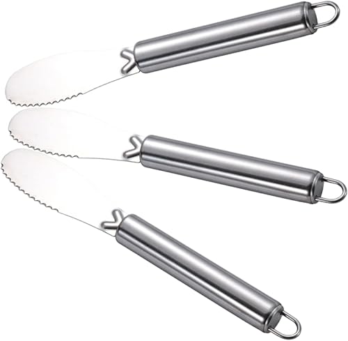 SWOOMEY 3 piezas de acero inoxidable mantequilla de maní mantequilla de maní esparcidor de mantequilla raspador de mantequilla queso condimento