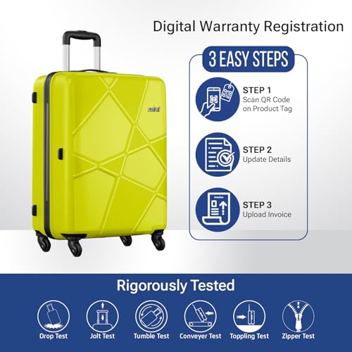 Image of Safari Polypropylene (Pp) Pentagon Hardside Small and Medium Size Cabin & Check-in Luggage Set of 2 Suitcase Spinner Trolley Bags for Travel Green Lime Color 55Cm & 66Cm