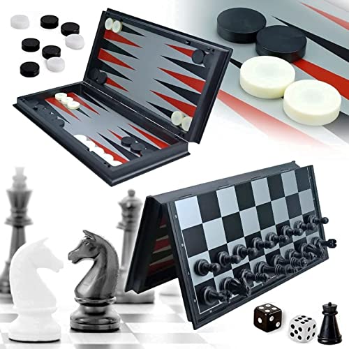 shivaaro 3-in-1 12" Folding Travel Magnetic Chess/Checker and Backgammon Chess Set, Chess Board Game Gifts for Kids or Adults (B09J3255D6) Amazon Price History, Amazon Price Tracker