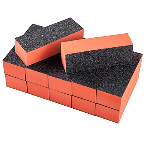 12PCS Professional Nail Sanding Buffing Block Nail Polisher Buffer 100/180 Grit Nails Manicure Tool Suit for Home Salon (Black Orange)