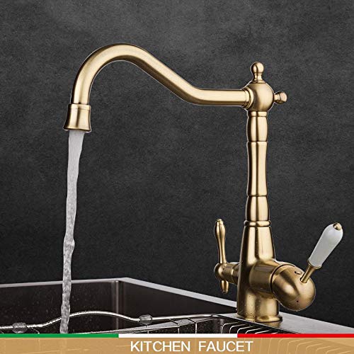 Mitigeur de cuisine en bronze antique cascade luxe