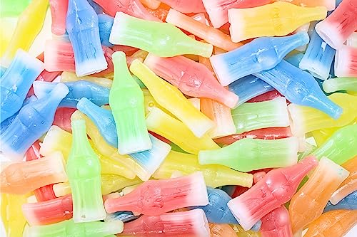 Grandys Candys Nik-L-Nips Vintage Wax Bottle Candy Drinks Filled with Flavored Syrups (Cherry, Orange, Lemon, Blue Raspberry, and Green Apple Flavors) 1 Pound