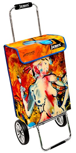 James® Einkaufstrolley modern Design Botticelli, Einkaufswagen bunt, Hackenporsche, Shopping-Lifestyle, Planenmaterial, bis 50kg Tragkraft, Grosse Räder, Made in Vienna