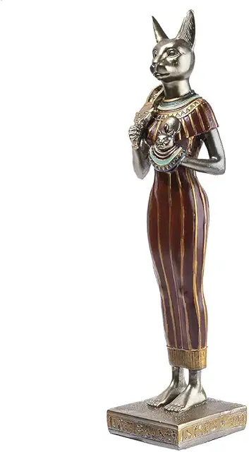 Bastet Statuette - Egyptian Goddess Cat Head Figurine for Motherhood Decor