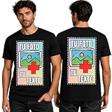 ErenBros Camiseta Personalizada Hombre y Mujer 100% Algodón – Camisetas Personalizadas con Foto, Texto o Logo – Camiseta Personalizable Envío 24h (FR/ES, Letras, M, Regular, Regular, Negro)