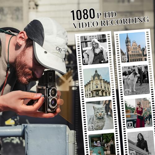 Image of CHUZHAO Classic Mini Digital Camera, Portable TLR Point and Shoot Camera with 1080P Video, 12MP Photos, 16GB Card, 1000mAh Battery and Dual Filters, Ideal for Travelers, Lovers