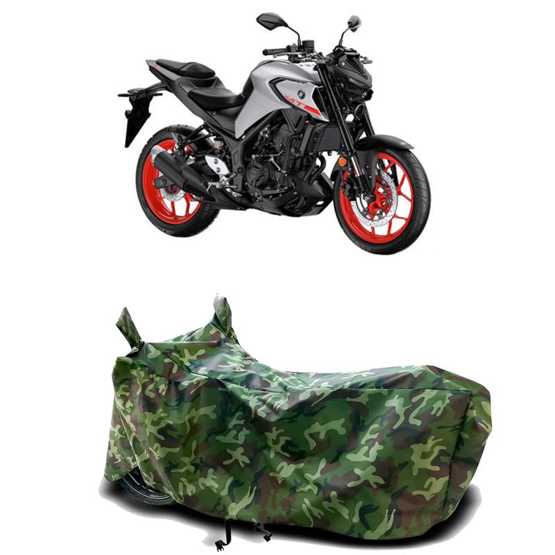Image of DUFFEL-100% Heat Protection Two Wheeler Bike /Scooty Body Cover for Yamaha MT-03 BS6 Water Resistance /UV-Rays /Birds Dropping /Scratchproof /Dust Proof /Waterproof[Green Jungle Print]