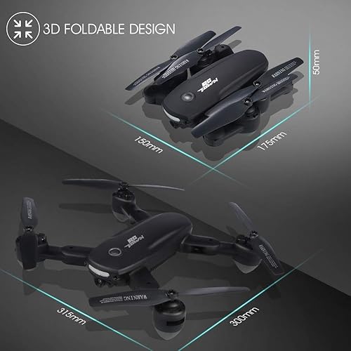 Miniatura 3 de Drone plegable con cámara 720P para adultos - R10 WiFi FPV RC Quadcopter con retención de altitud - Fotografía de gestos - Control de aplicación -