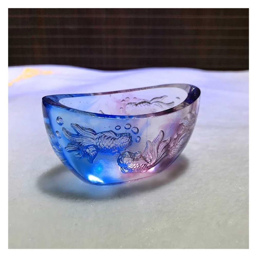Zbiornik na ryby Chiński Yuanbao Akwarium Miska Feng Shui Bogactwo Wystrój Domu(Blue)