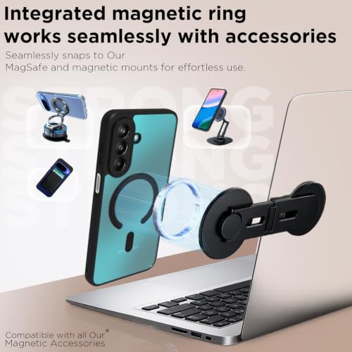 Image of RIGGEAR Shockproof Sleek Hybrid Armor Magnetic Back Cover Case Compatible with MagSafe Accessories for Samsung Galaxy F70 Pro 5G (Clear PC + Black TPU Bumper)