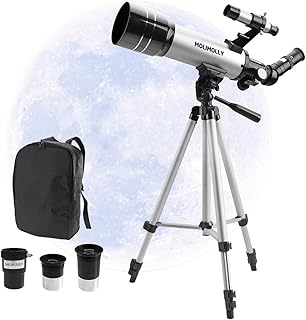 MOLIMOLLY 70mm Aperture 400mm AZ Mount Astronomical Refractor Telescopes for Adults and Kids Fully Multi-Coated Optics Astronomy Refractor Telescope with Tripod Smartphone Adapter Backpack