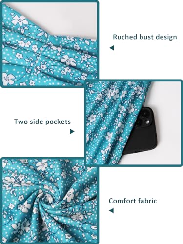 Image of YATHON Summer Casual Dress for Women 2025 Vacation Beach Dresses Adjustable Spaghetti Strap Sundress with Pockets