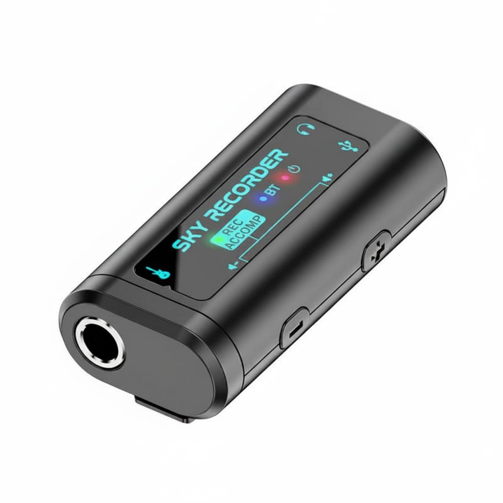 Interface de áudio portátil com clipe, placa de som, adaptador USB com conector de 3,5