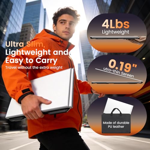 Image of SMISEACOW Laptop Screen Extender Triple 15.6 inch, 1080P FHD IPS 0.18 inch Ultra-Slim & 3.9 lbs, Plug-Play Portable Monitor for Laptops Fits 12-17.3 inch Laptops, Compatible with Win /Mac /Android