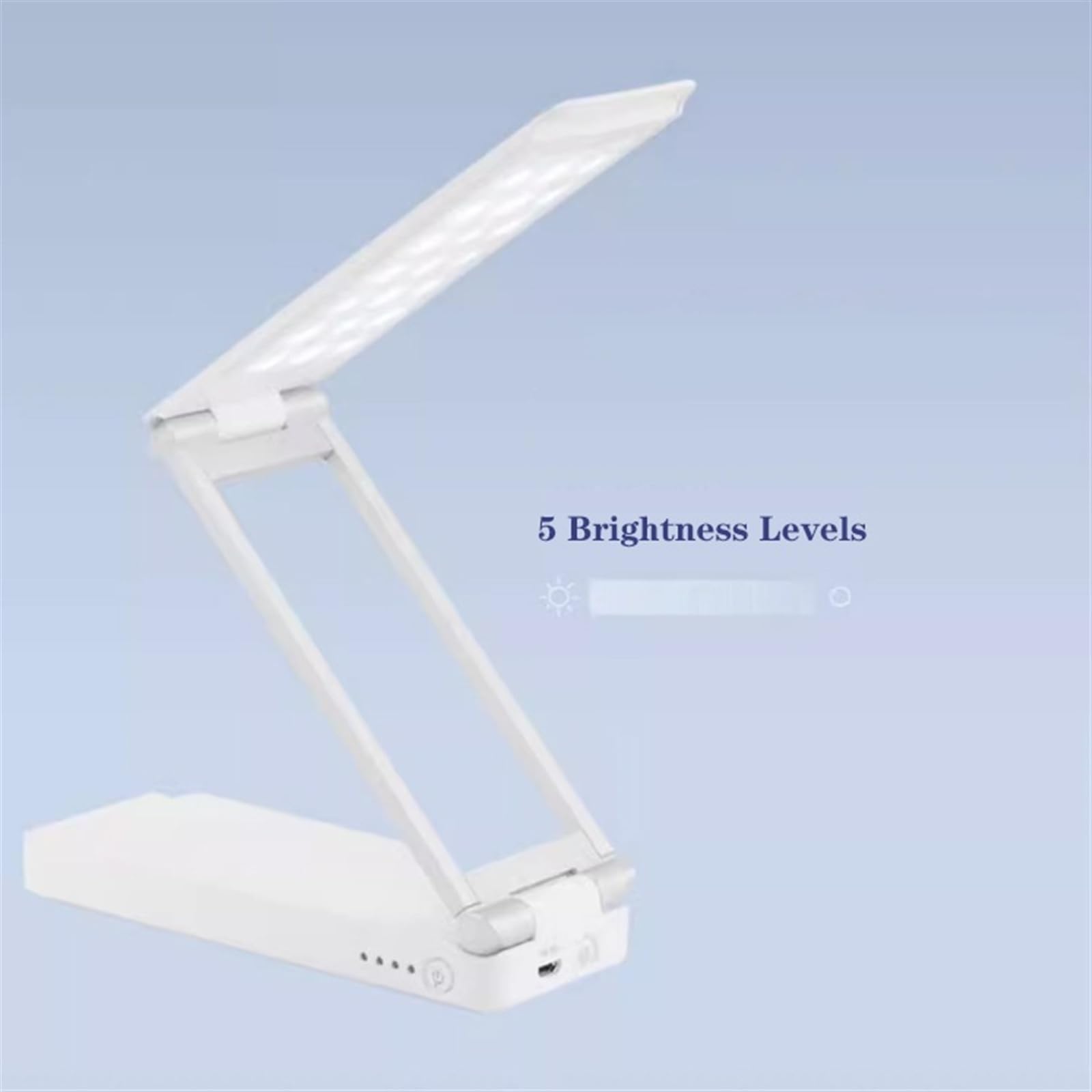 Lámpara Escritorio Lámpara de escritorio plegable portátil, lámpara de escritorio LED regulable con 5 modos de luz, lámpara de estudio de lectura con protección ocular con 2 puertos de carga USB Flexo
