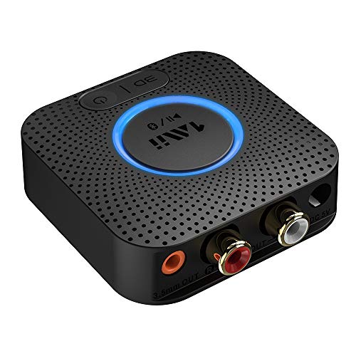 1Mii Bluetooth ontvanger audio, Bluetooth audio-adapter met aptx-LL, RCA/AUX kabel, 10 uur afspeeltijd, Bluetooth 5.0 ontvanger voor luidspreker, stereo-installatie thuis