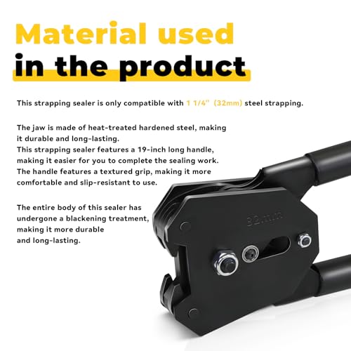 Image of Strapping Sealer /Crimper for 1 1 /4 inch Steel Strapping Band Manual Banding Tool with 19 inch Extended Handle