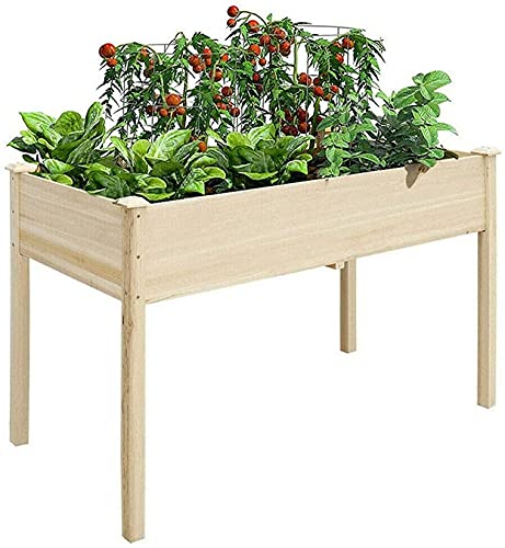 EIIDJFF Mesas de Cultivo Contenedor de Cama elevada elevada Cama de jardín elevada Maceta de Hierbas de Madera Soporte de Planta de jardín con 4 Patas