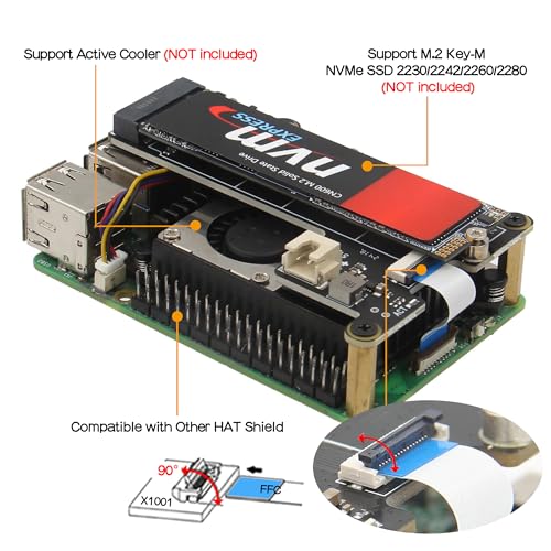 Image of Geekworm X1001 PCIe M.2 Key-M NVMe SSD PIP PCIe Peripheral Board for Raspberry Pi 5