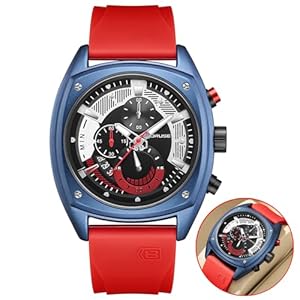 Blue Mens Watch Big Face Sport Chronograph Quartz Watches Fashion Military Waterproof Calendar Man Analog Wristwatch with Silicone Strap
