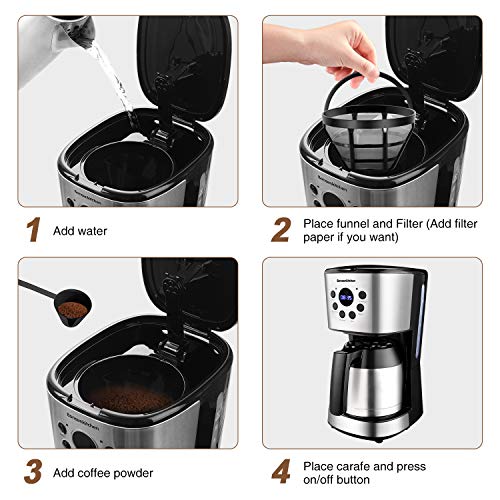 Bonsenkitchen 10 Cup Compact Programmable Coffee Maker Crazymos