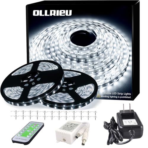 Image of 100ft LED Strip Lights Dimmable 6000K Bright White Strip Lighting, 30M 1800 LEDs 2835 Flexible Ribbon Light, 12V LEDs Tape LED Lights for Bedroom,Kitchen, Home Decoration