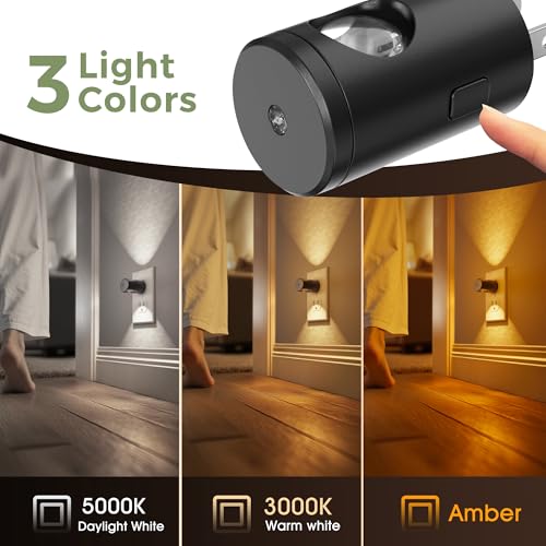 Image of L LOHAS LED Night Lights Plug into Wall, 6 Pack 3000K /4000k /5000K Adjustable Color Temperature Night Light, Mini Nightlight with Dusk to Dawn Sensor, 360Adjustable Lighting for Bathroom, Hallway, etc