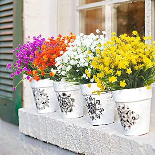 10 Bundles Artificial Flowers Outdoor UV Resistant Fake Flowers Summer Decoration Floral DIY Tables Party Home Greenery Shrubs Plants Home Garden Decor (Mix Colors) image 4