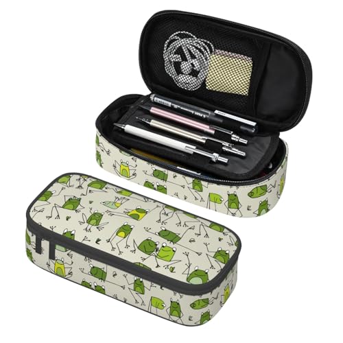 Image of Funny Frog Pencil Case Aesthetic Large Capacity Pen Pouch | Storage Bag with Compartments for Travel School Office Organizer