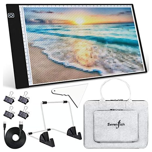 SevenFish Diamond Painting A4 LED Light Pad, Ultra-Thin Adjustable Brightness Diamond Art Light Board Tracing Light Box for Drawing Sketching Animation Stenciling 5D Diamond Painting Tools