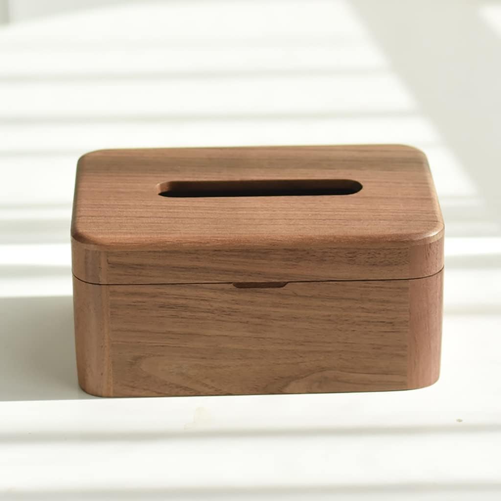 Solid Wood Rectangular Tissue Box Holder, Flip Facial Tissue Holder Napkin Dispenser For Bathroom And Home Decoration, Bathroom Tissue Holder Dispenser (Color : Walnut)
