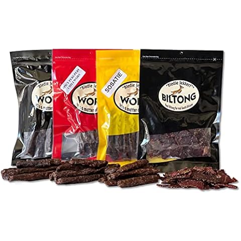 Bledie Lekker 4 Pack Sampler - Biltong, Droewors, Sosatie, Spicy Peri-Peri Chili Cover